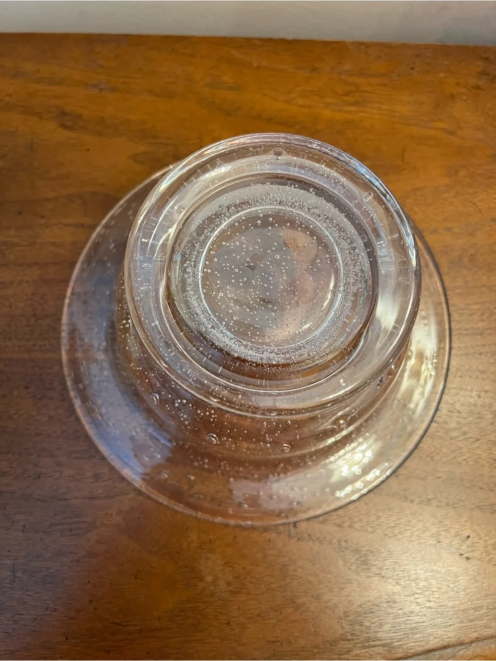 Southern Living Home Clear Bubble Hand Blown Glass Footed Centerpiece Bowl